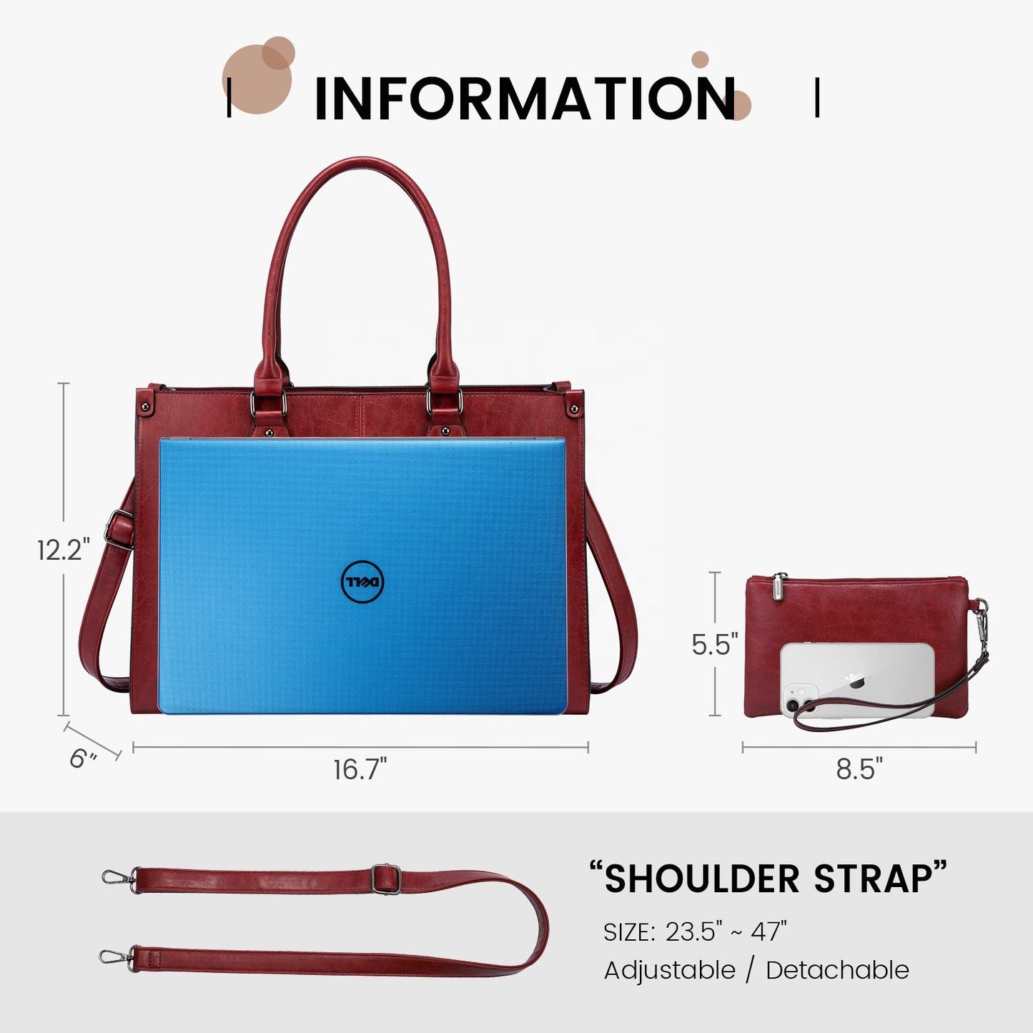 Custom Hot Sale Women’s Office Tote Bag – Waterproof PU Leather Laptop Shoulder Messenger Bag