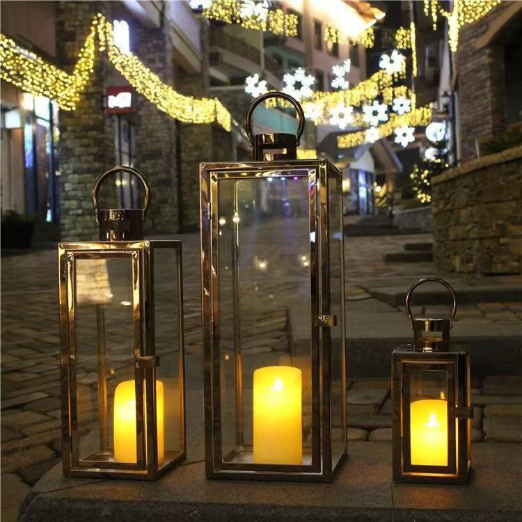 Set Of 3 Stainless Steel Candle Lanterns – Decorative Metal Holders For Home Decor