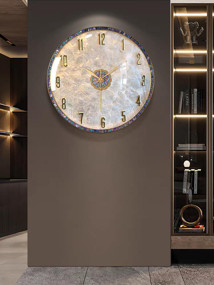 Light Luxury Shell Wall Clock 36cm – Creative High-End Living Room Decorative Clock 2025