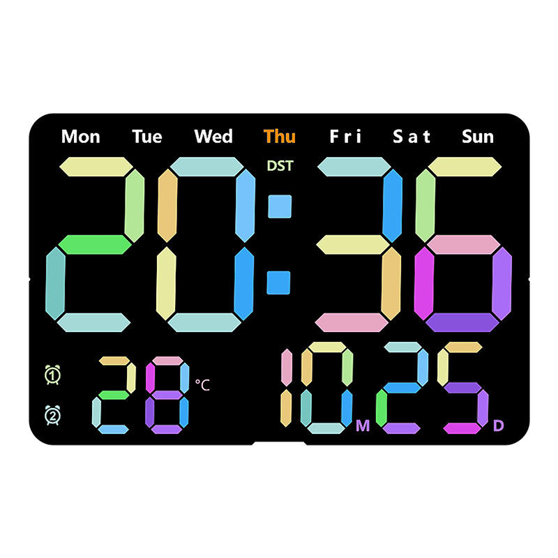 Modern Large LED Digital Alarm Clock – Silent Square Wall Clock with Week Display