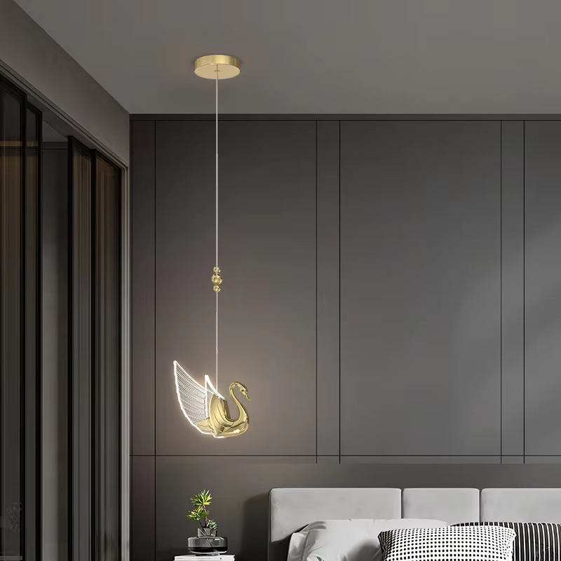 Lumind Luxury Swan LED Chandelier – Modern Pendant Light For Living Room & Bedside