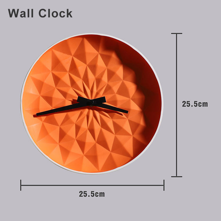OEM ODM Orange Origami Ceramic Wall Clock – Handmade Modern Home Decoration