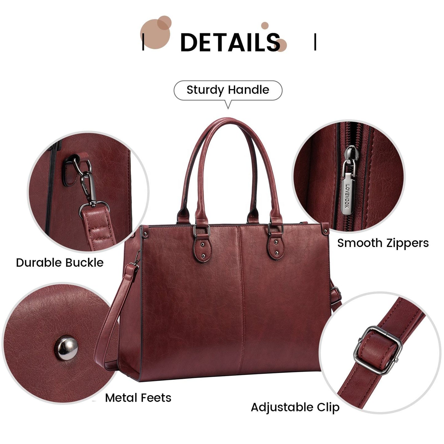 Custom Hot Sale Women’s Office Tote Bag – Waterproof PU Leather Laptop Shoulder Messenger Bag