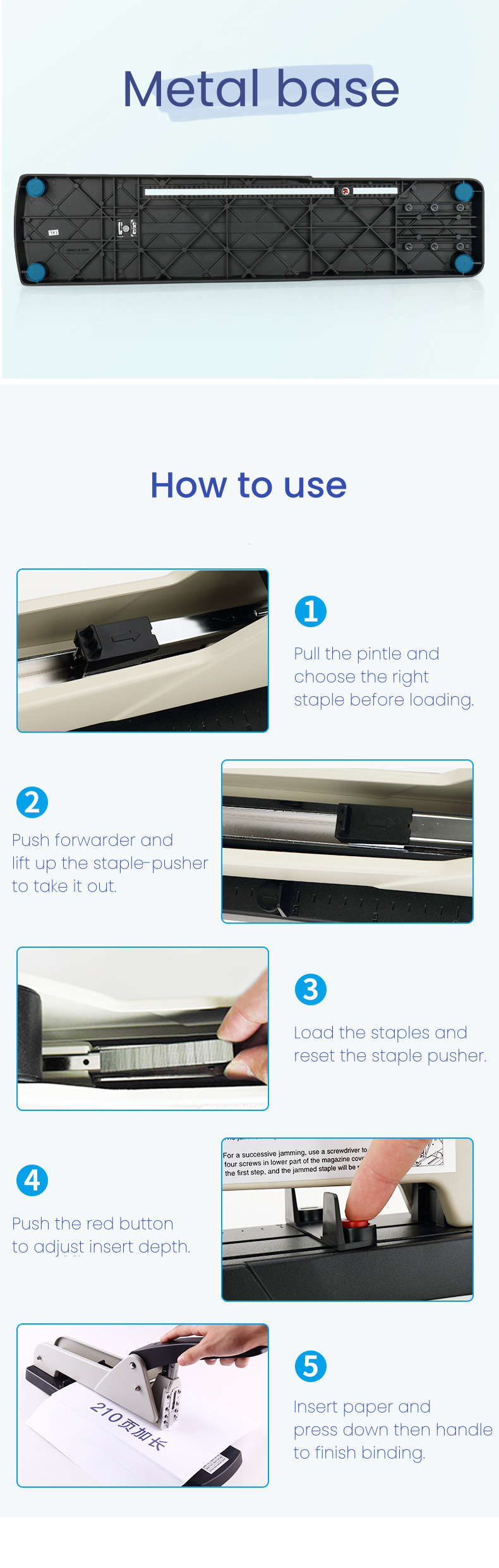 Heavy Duty Long Arm Metal Stapler – Industrial Manual Stapler For Large Paper & Notebooks