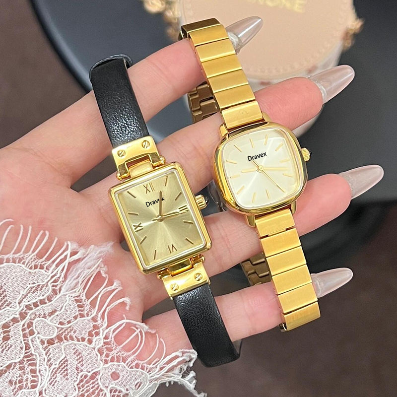 Fashion Business Women’s Quartz Watch – Stainless Steel Square Dial With Leather Strap