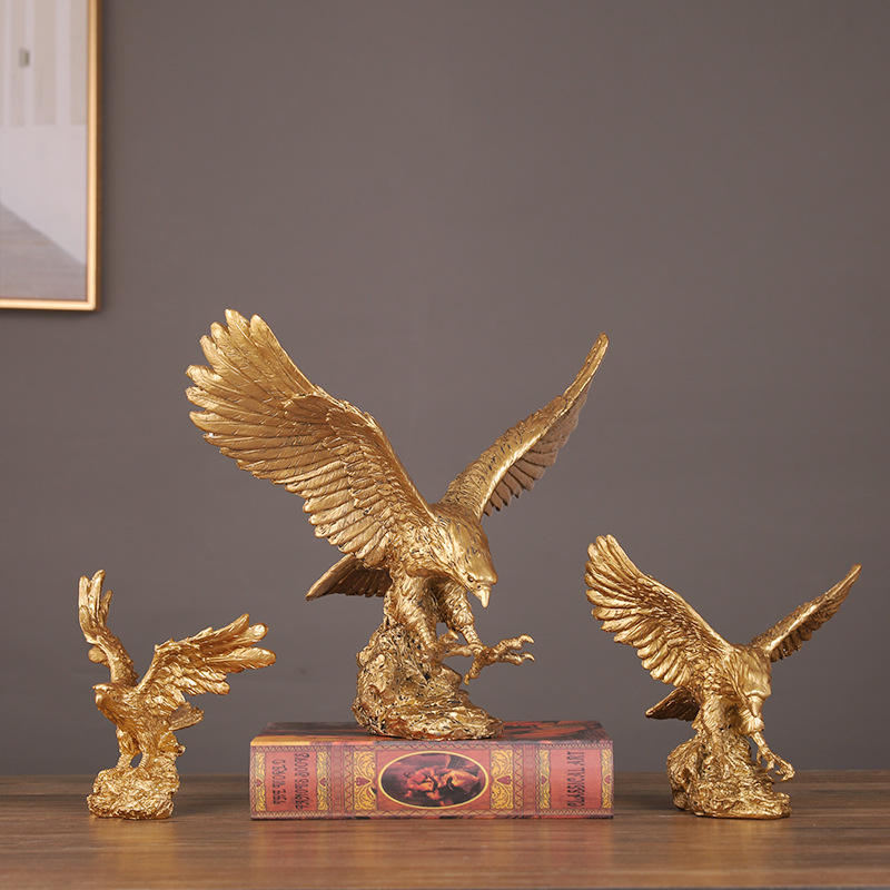 Luxury Gold Eagle Resin Sculpture – Modern Table Ornament For Home Decoration