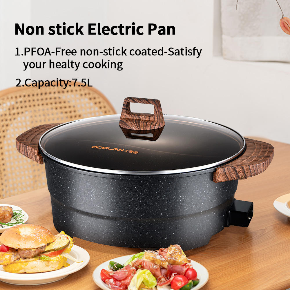 7.5L Large Electric Skillet – Non-Stick Hotpot With Divider, Multifunctional Cooking Appliance