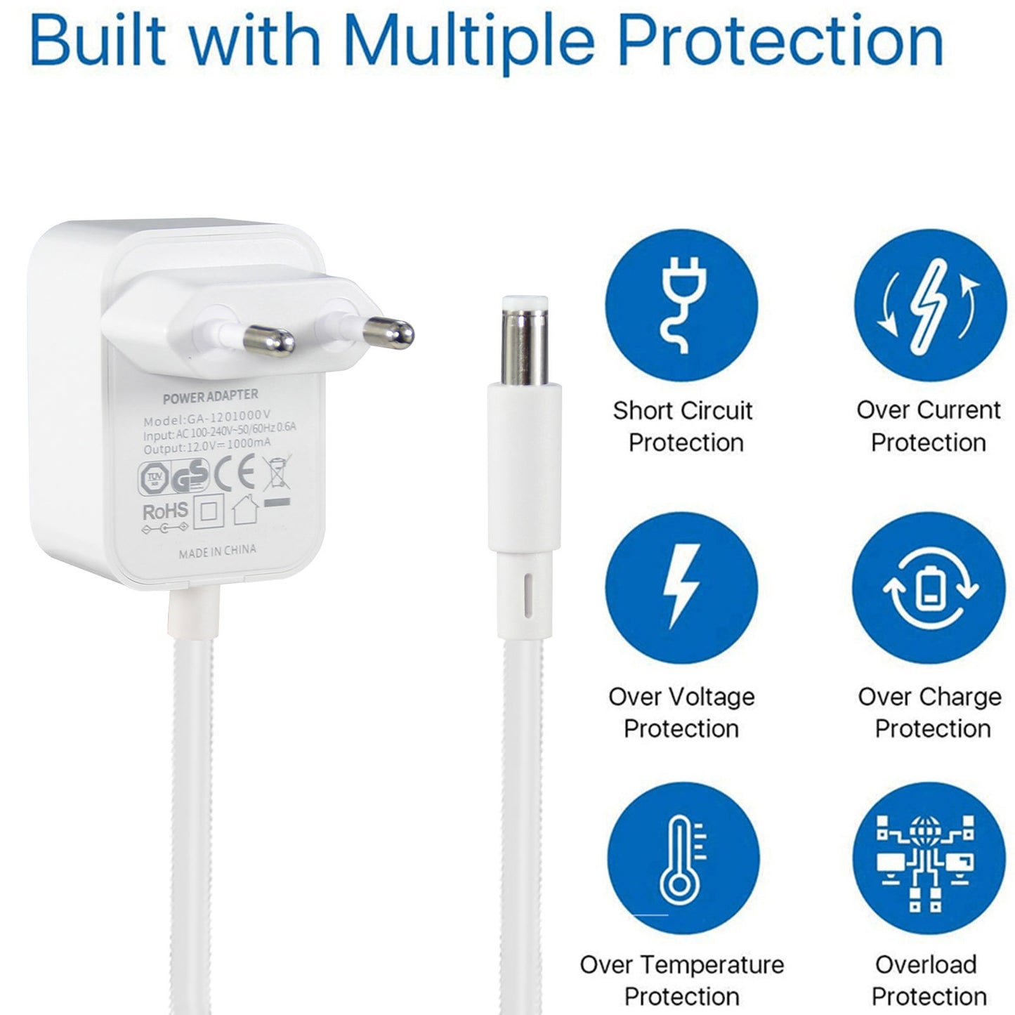 5V 2A Power Adapter – 12V DC Charger With 3.5x1.35mm Plug, 10W France Supply