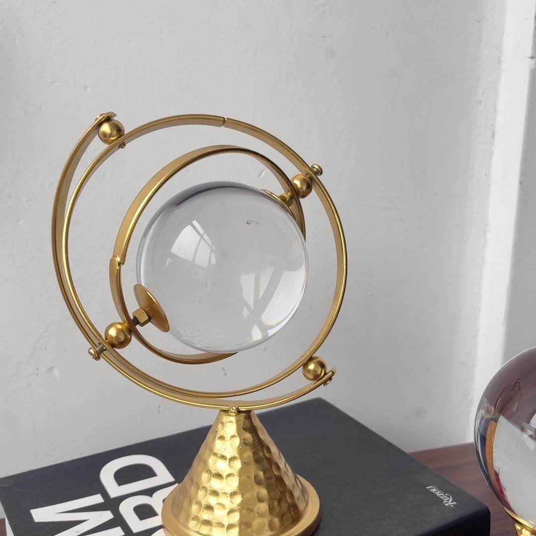 Luxury Crystal Glass Ball – Modern Nordic Table Ornament & Gold Home Decoration Accessory
