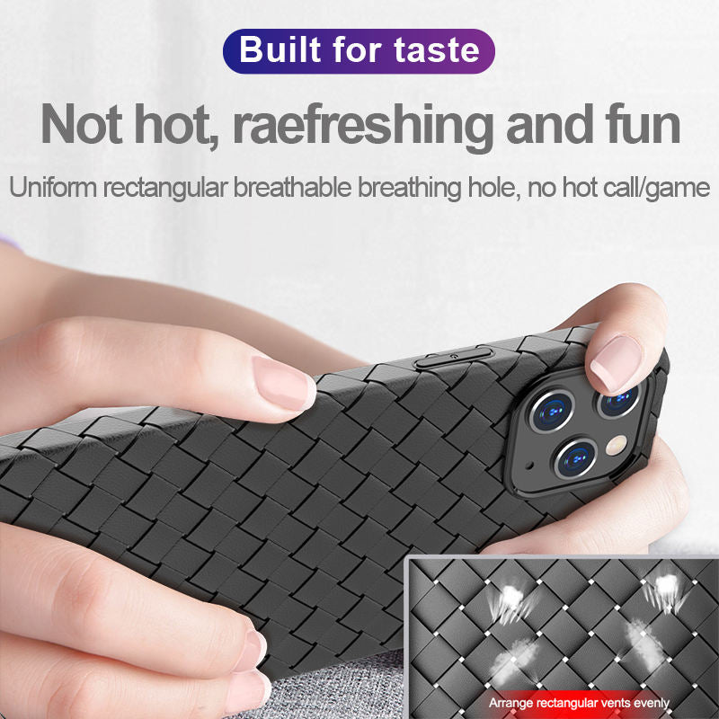 Factory Luxury Woven Pattern Soft Phone Case For iPhone 16/15/14/13/12 Pro Max – Lightweight & High Quality