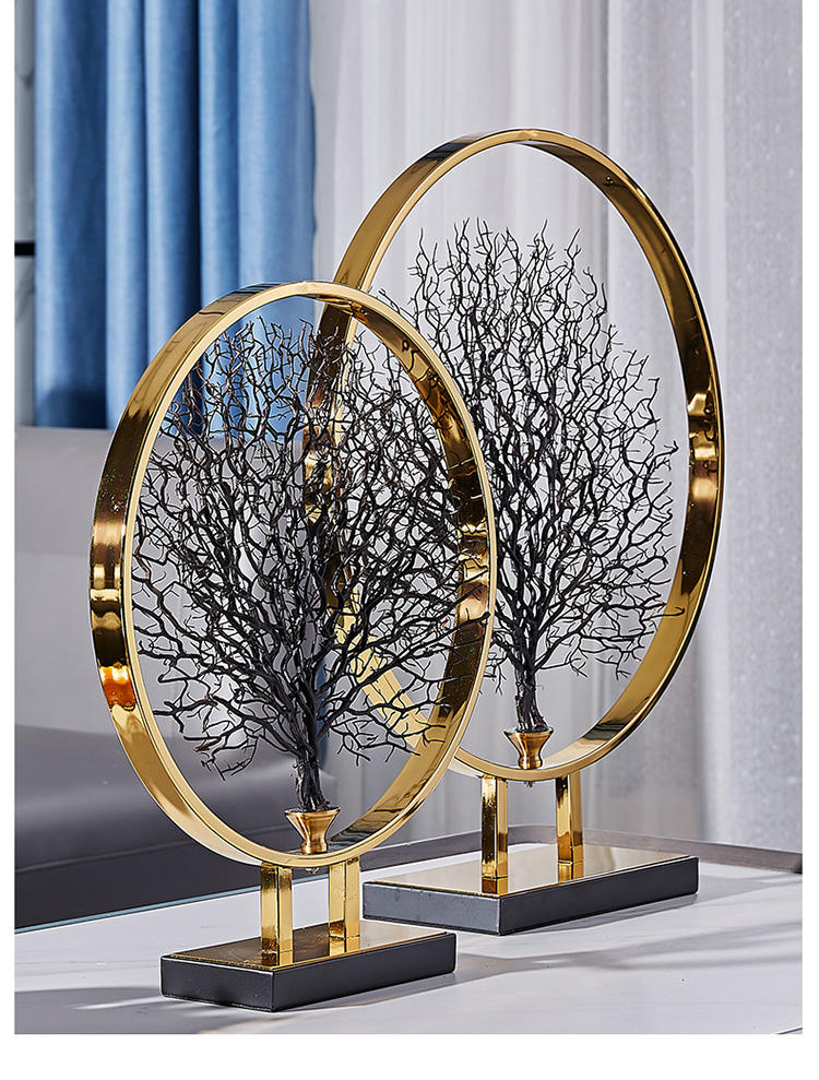 K&B Sea Tree Geometric Metal Showpiece – Vintage Abstract Home & Office Decor