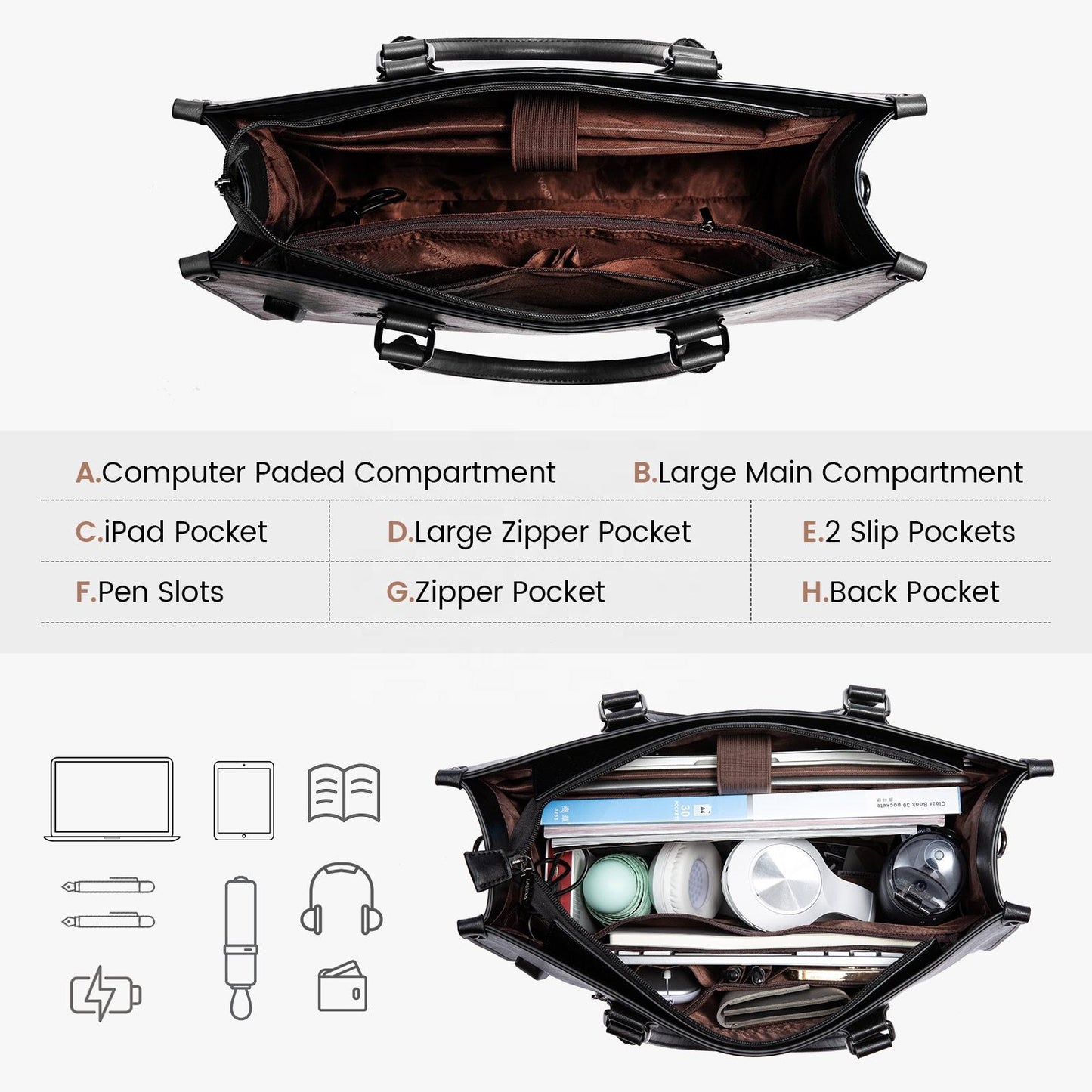 Custom Hot Sale Women’s Office Tote Bag – Waterproof PU Leather Laptop Shoulder Messenger Bag
