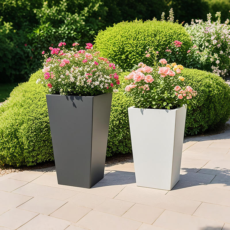 Gift White Plastic Flower Pots With Blooming Flowers – Decorative Planter For Housewarming & Birthday
