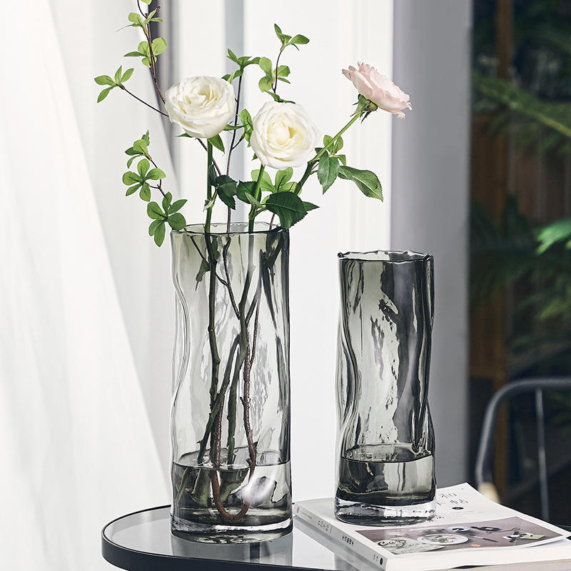Creative Pleated Glass Vases – Twisted Pattern Decorative Vases For Living Room