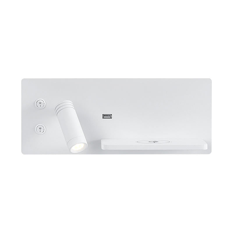 Multifunction LED Wall Lamp – Bedside Sconce with USB & Wireless Phone Charging