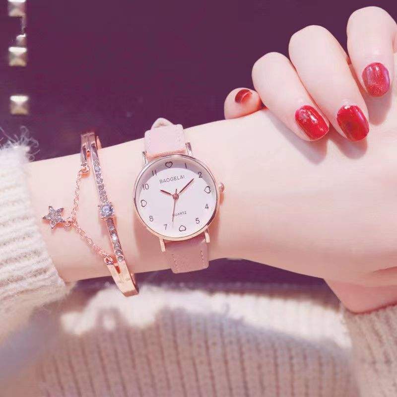Best Selling Stylish Girls’ Leather Hand Watch – Student Casual Wristwatch