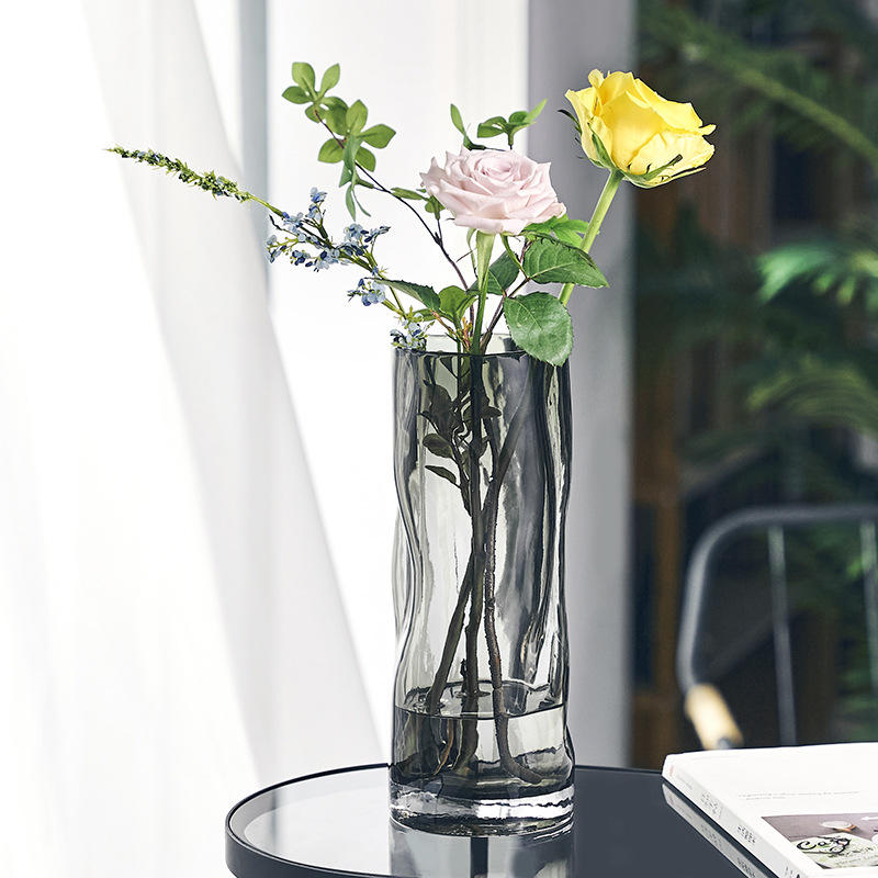 Creative Pleated Glass Vases – Twisted Pattern Decorative Vases For Living Room