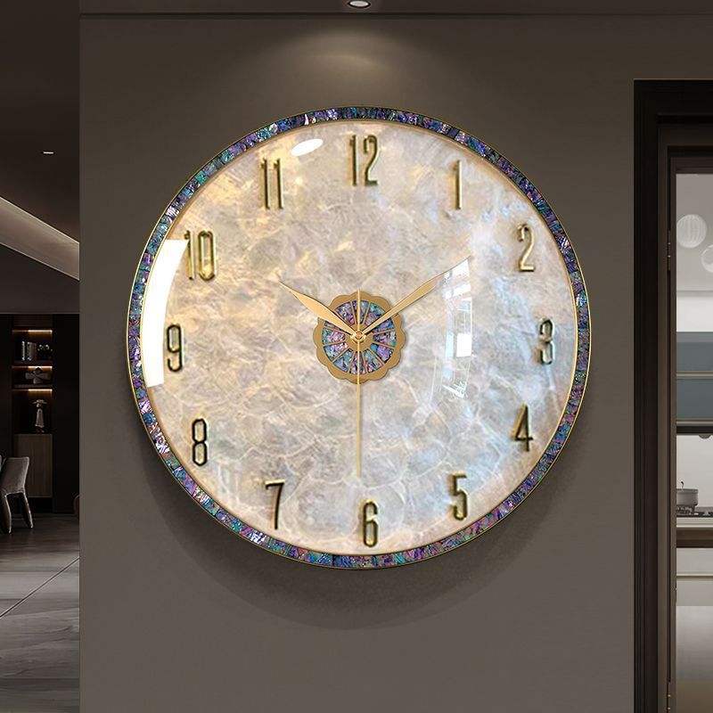 Light Luxury Shell Wall Clock 36cm – Creative High-End Living Room Decorative Clock 2025