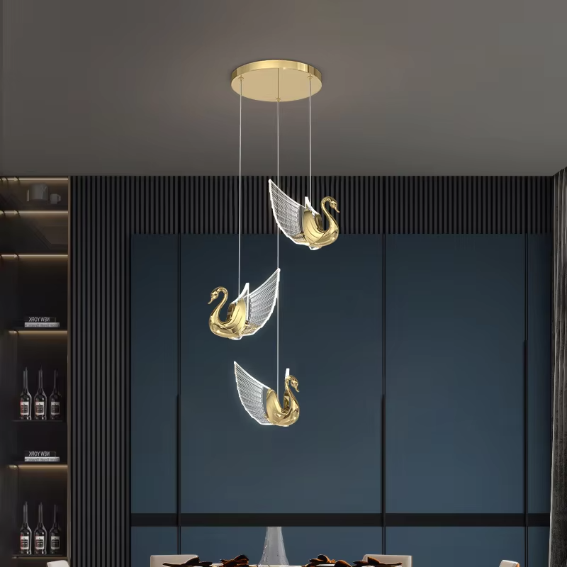 Lumind Luxury Swan LED Chandelier – Modern Pendant Light For Living Room & Bedside