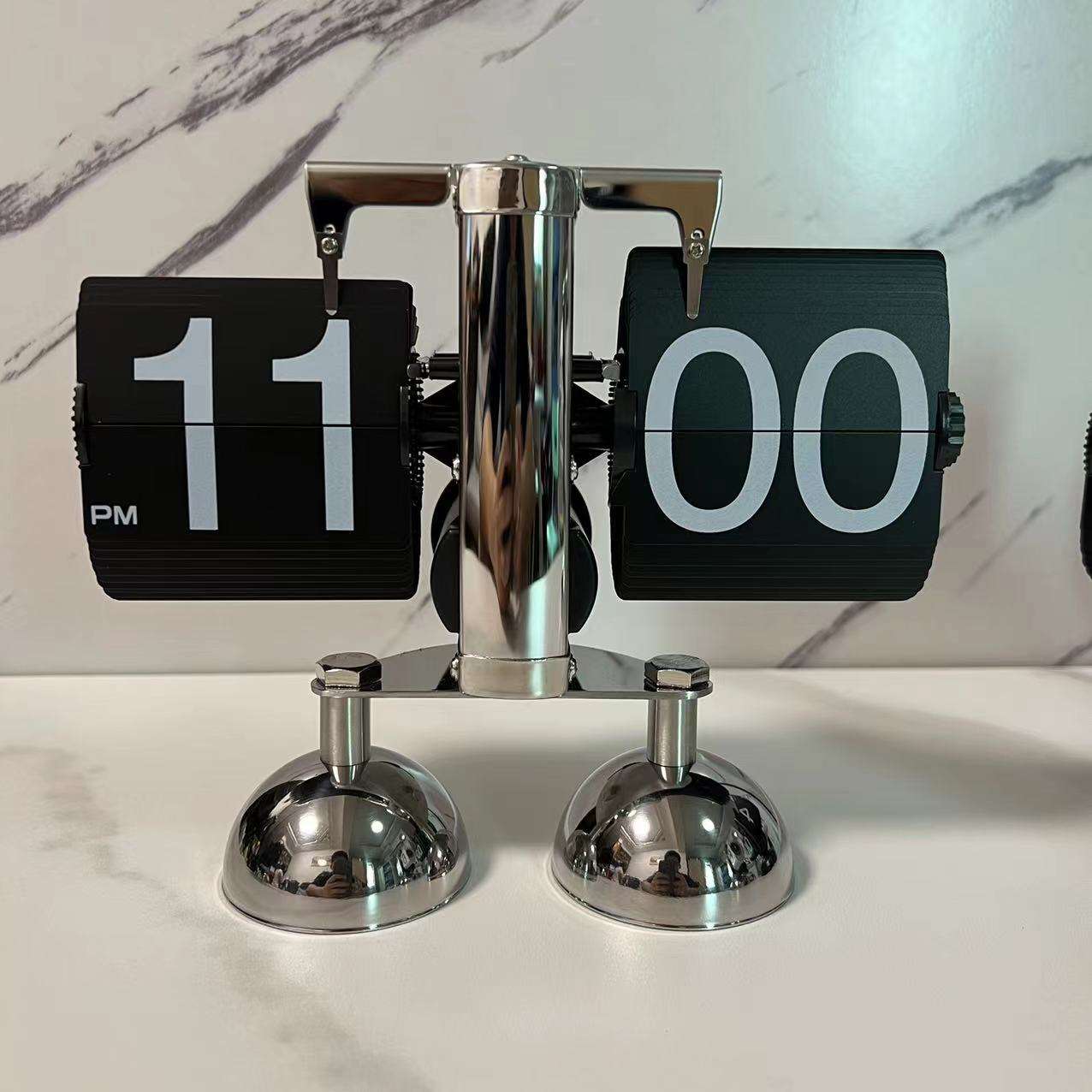 Retro Flip Calendar Wall Clock – Creative Balance Shape Flip Alarm Clock For Home Decor