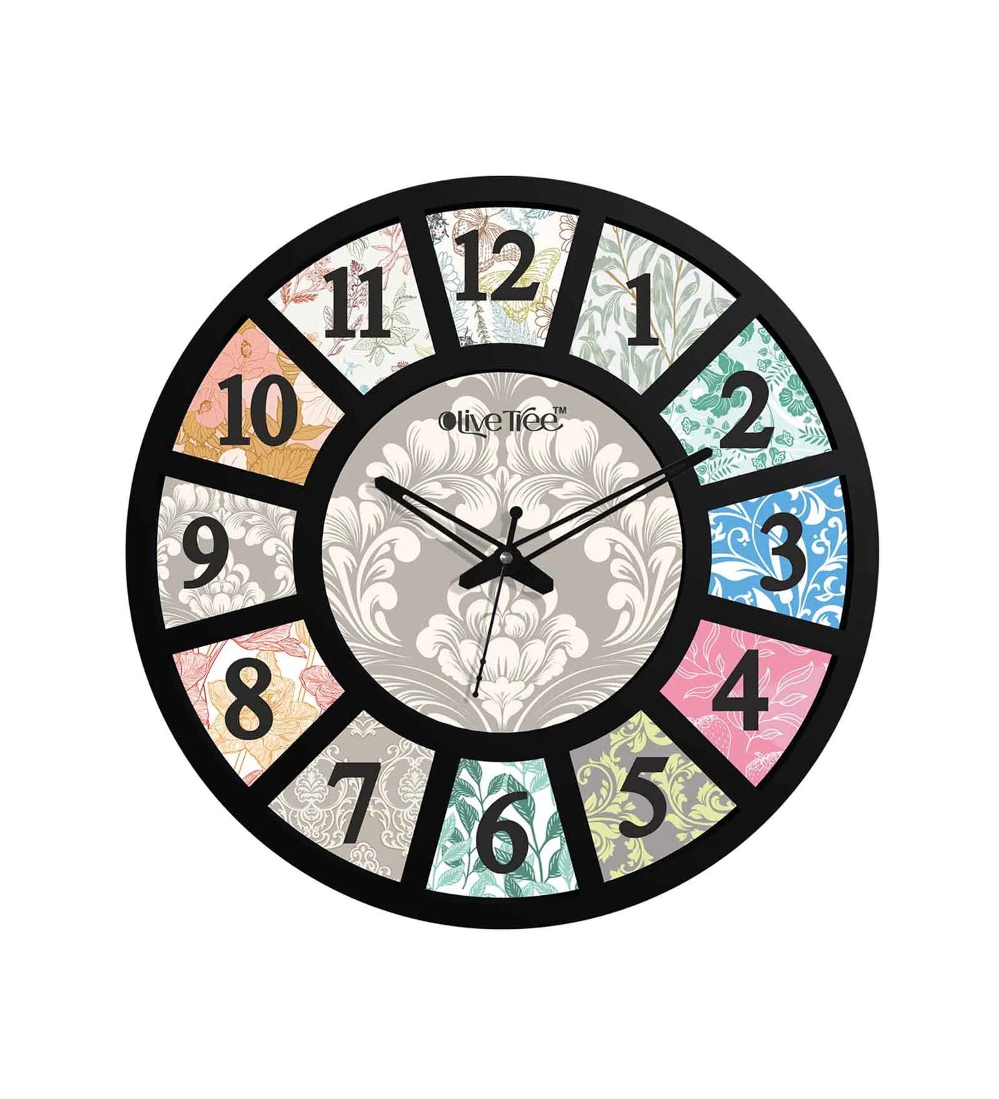 Multicolour Canvas Engineered Wood Wall Clock – Modern Decorative Home Clock