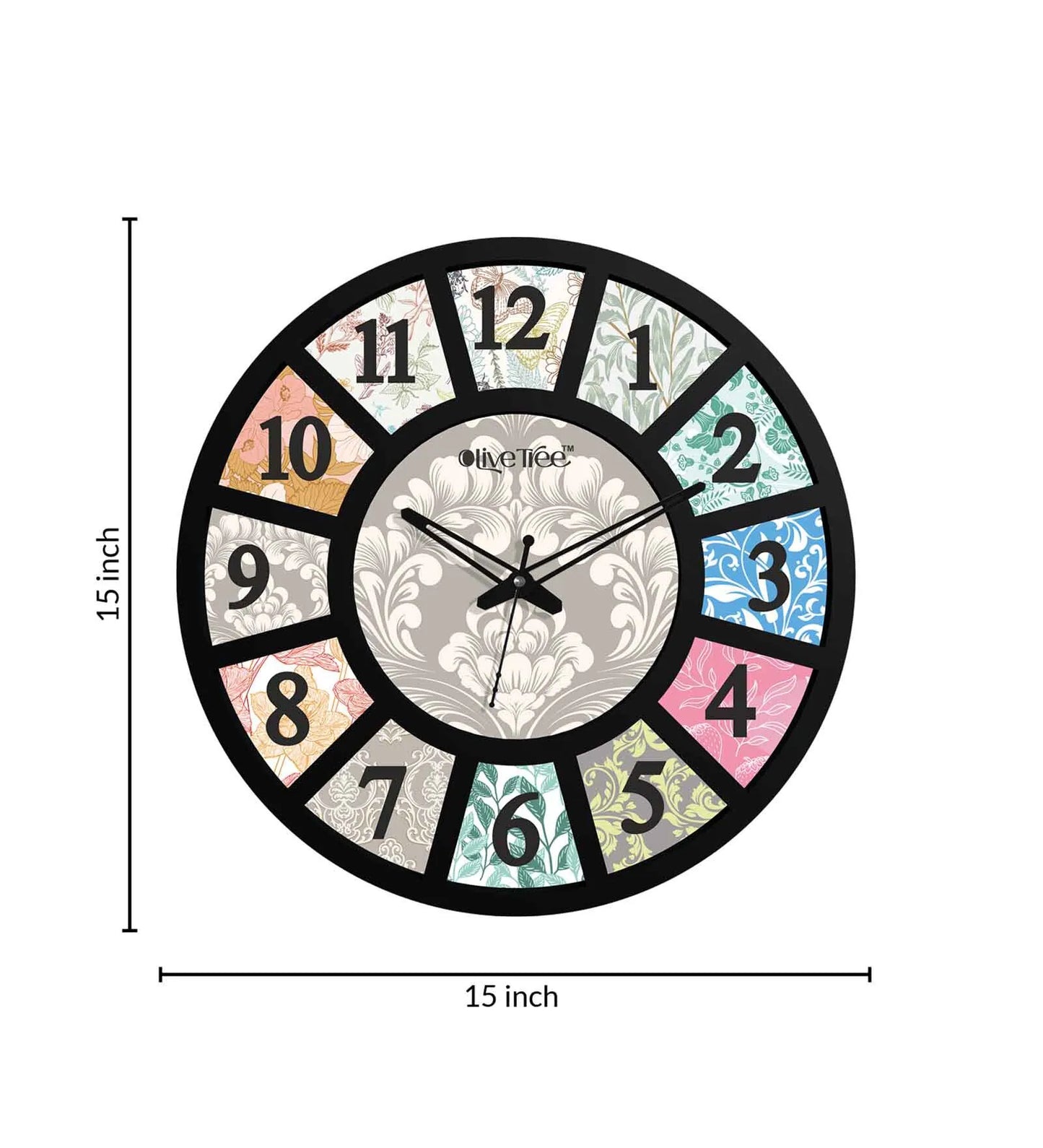 Multicolour Canvas Engineered Wood Wall Clock – Modern Decorative Home Clock