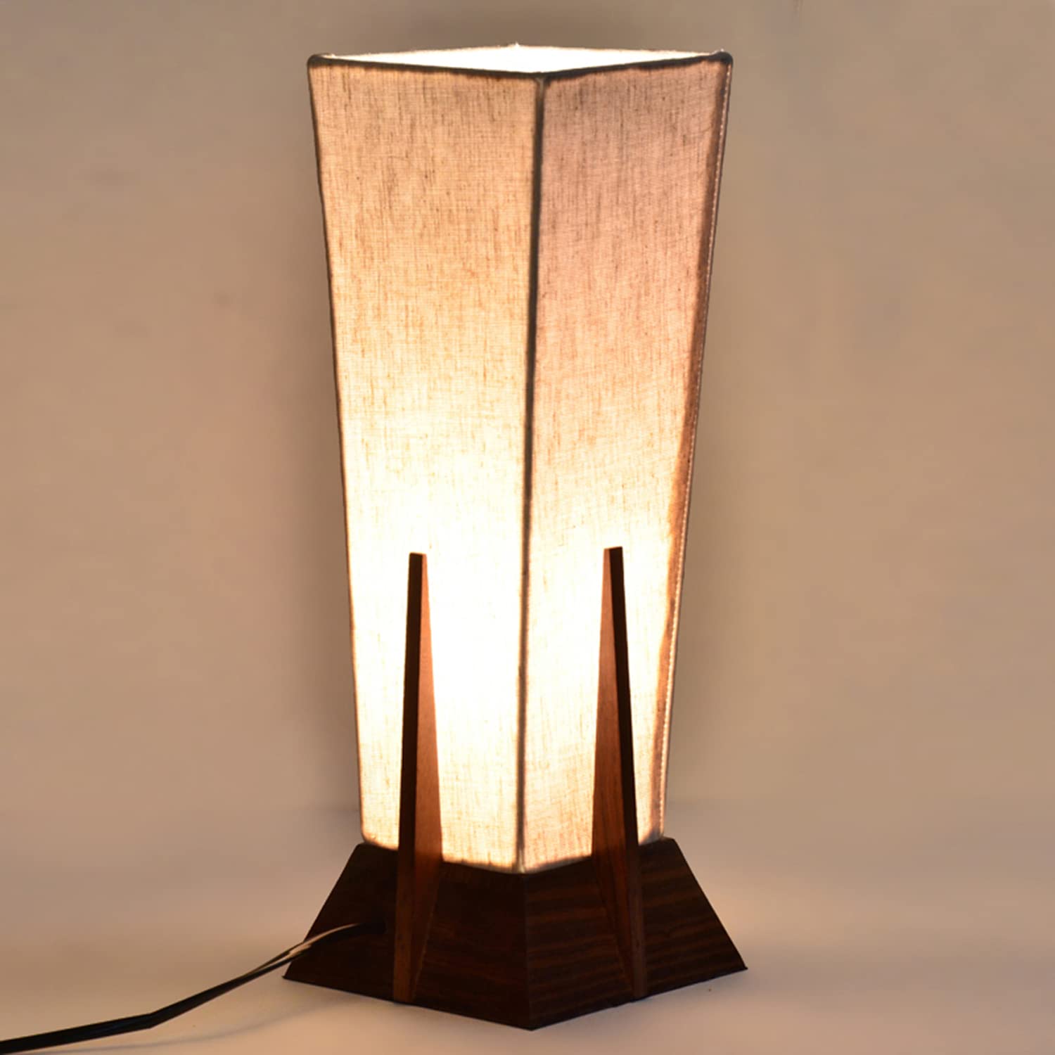 14 Inch Wooden Table Lamp for Bedroom & Living Room – Bedside & Side Table Lamp (Without Bulb)