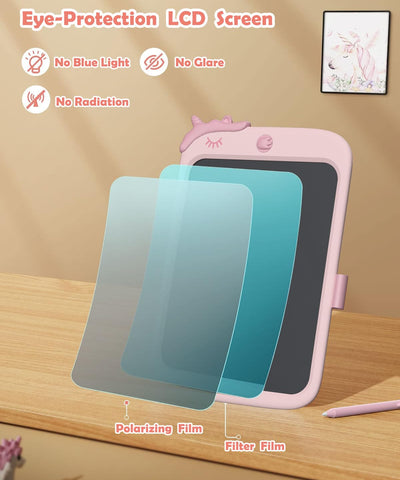 10-Inch LCD Writing Tablet For Kids | Unicorn Drawing & Doodle Board | Educational Toy For Writing, Drawing & Travel | Birthday Gift For Girls 3–9 Years (Pink)