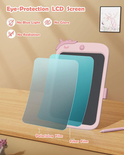 10-Inch LCD Writing Tablet For Kids | Unicorn Drawing & Doodle Board | Educational Toy For Writing, Drawing & Travel | Birthday Gift For Girls 3–9 Years (Pink)