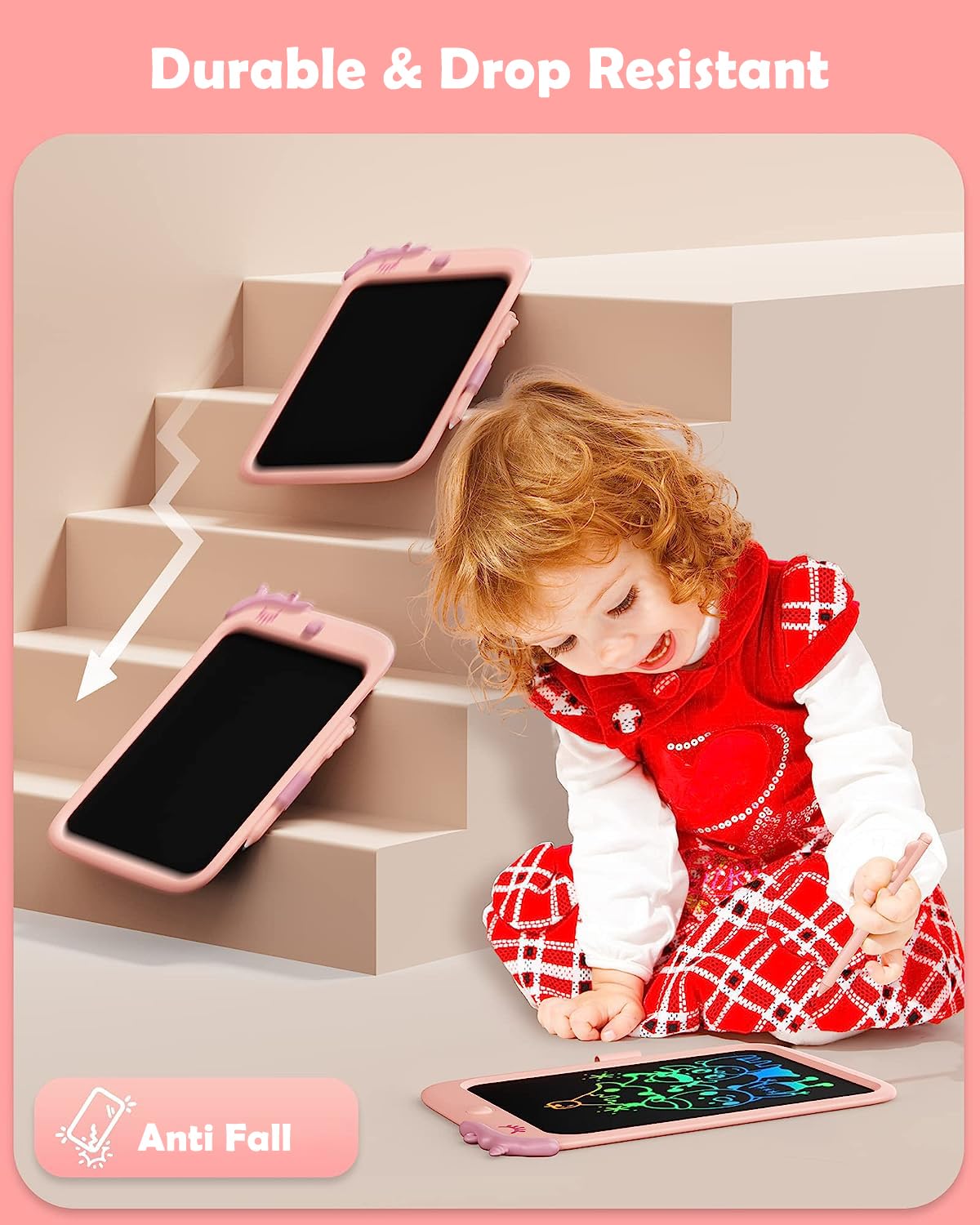 10-Inch LCD Writing Tablet For Kids | Unicorn Drawing & Doodle Board | Educational Toy For Writing, Drawing & Travel | Birthday Gift For Girls 3–9 Years (Pink)