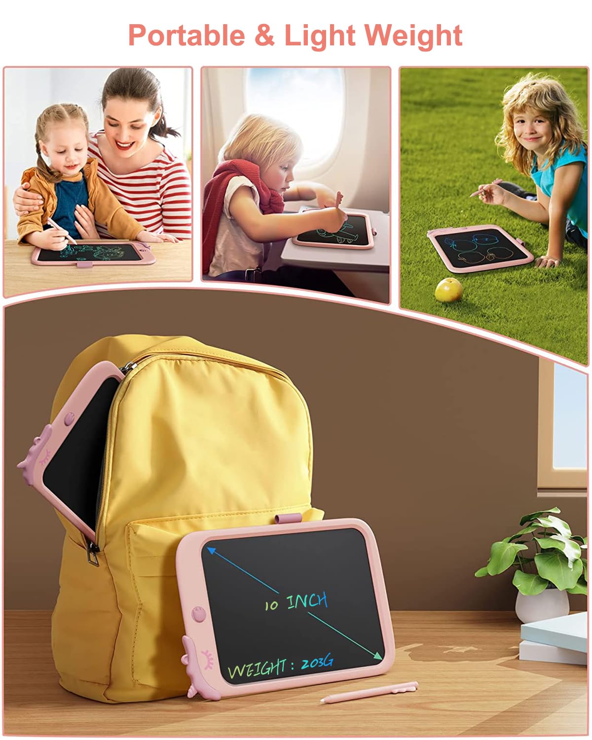 10-Inch LCD Writing Tablet For Kids | Unicorn Drawing & Doodle Board | Educational Toy For Writing, Drawing & Travel | Birthday Gift For Girls 3–9 Years (Pink)