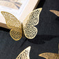 3D Metallic Butterfly Wall Stickers – 12 Pcs Rose Gold DIY Home Decor Set