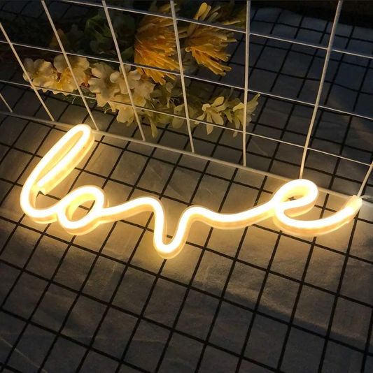Love LED Neon Sign – USB/Battery Powered Light Up Word Lamp For Bedroom, Party & Wedding