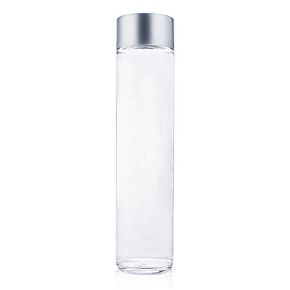 Voss Style Glass Water Bottle – Straight Side Cylinder Mineral Water Bottle With Cap