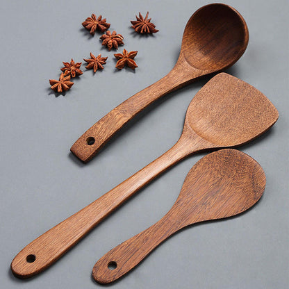 Non-Stick Wooden Utensil Set – Chicken Wing Wood Ladle, Spoon & Spatulas For Home Cooking