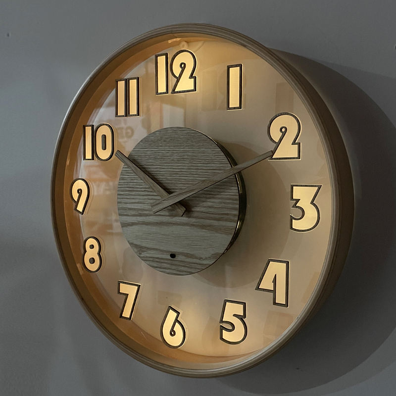 2026 New Original Design Nordic LED Light Wall Clock | Luxury Acrylic & Wooden Glowing Wall Clock With Custom Logo