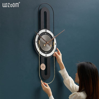 WOZOOM U-Shaped Metal Wall Clock – Luxury Modern Gold Quartz Clock For Home Decoration