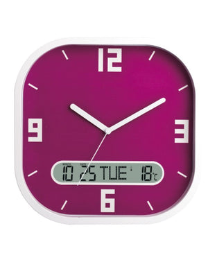 10-Inch Square Analog & Digital Wall Clock | Plastic LCD Display Clock With Date, Year & Temperature | Europe Market Bestseller