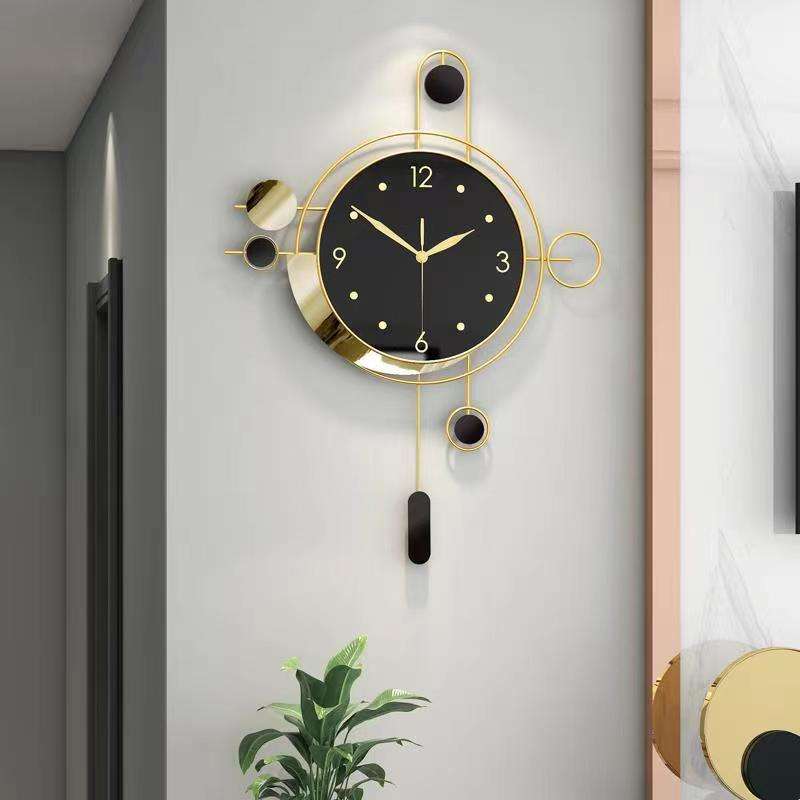 2025 Luxury Golden Wall Clock With Pendulum – Large Decorative Wall Hanging For Home Decor