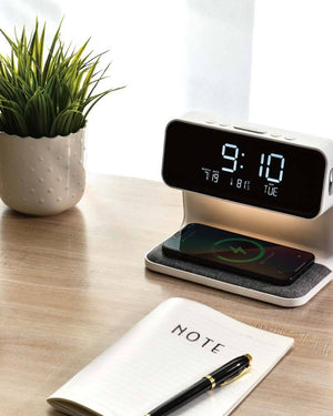 2025 Digital Alarm Clock With Wireless Charger – Modern ABS Night Light For Bedroom