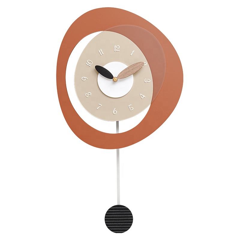 WOZOOM Minimalist Wooden Pendulum Wall Clock – Silent Antique Style Living Room Decor