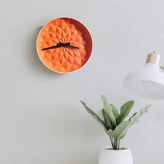 OEM ODM Orange Origami Ceramic Wall Clock – Handmade Modern Home Decoration
