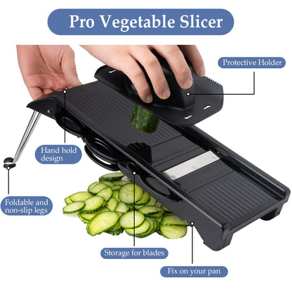 Handheld Mandolin Slicer – Multi-Blade Vegetable Chopper, Cutter & Grater for Kitchen