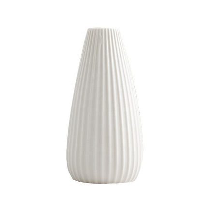 Handmade White Ceramic Vase – Contemporary Striped Bisque Vase For Pampas Grass & Decoration