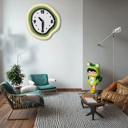 Green Edge Mute Wall Clock – Cream Style Modern Decorative Clock For Living Room