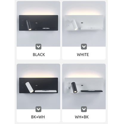 Multifunction LED Wall Lamp – Bedside Sconce with USB & Wireless Phone Charging