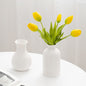 Handmade White Ceramic Vase – Contemporary Striped Bisque Vase For Pampas Grass & Decoration