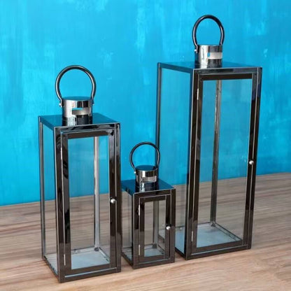 Set Of 3 Stainless Steel Candle Lanterns – Decorative Metal Holders For Home Decor