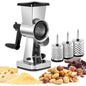 Rotary Cheese Grater With 3 Drum Blades – Hand Crank Vegetable Slicer & Strong Suction Base