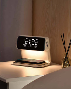2025 Digital Alarm Clock With Wireless Charger – Modern ABS Night Light For Bedroom